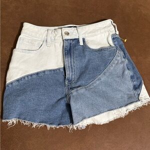 Hollister Blue and Cream Jean Shorts